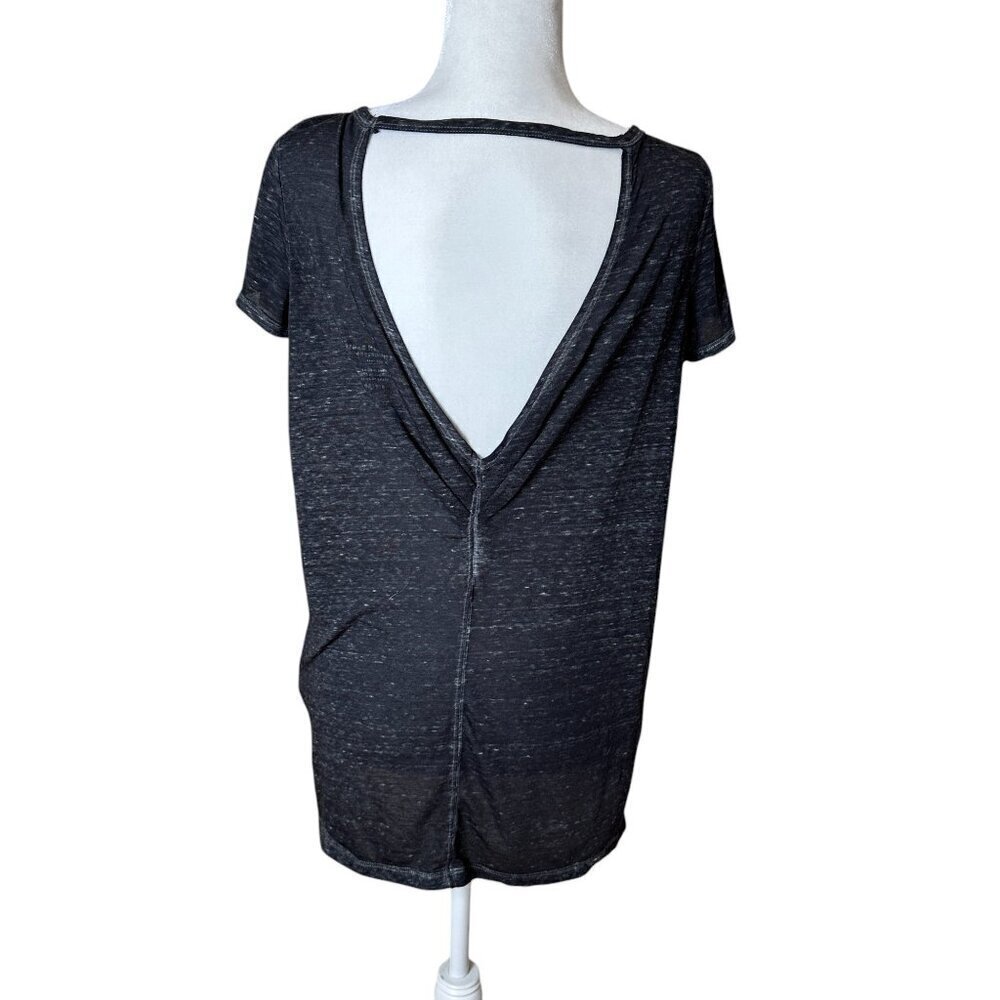 AMERICAN EAGLE Charcoal Heathered Low Back T Shirt Top Size Small